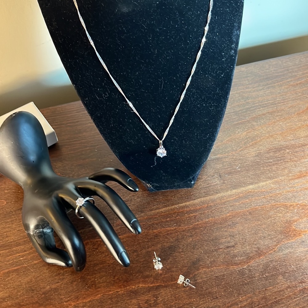 Cubic Zirconia Set Earrings Necklace & Ring NWOT Lowest Price